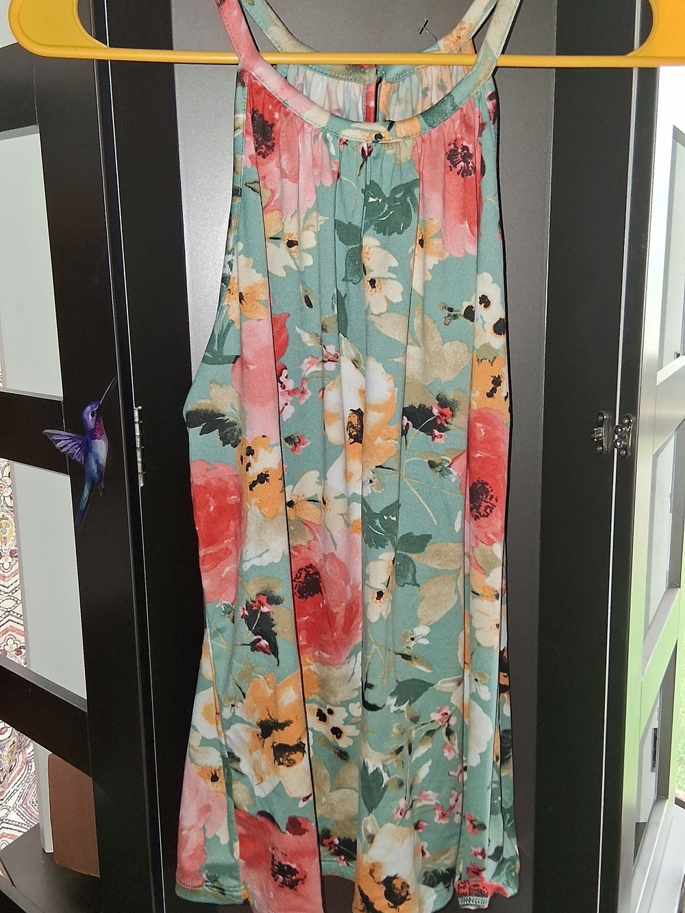 Papermoon Coral Pink and Teal Floral Tank